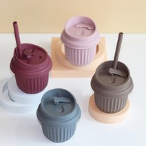 [마미스테이블] 완벽한밀폐 간편한세척 식품용실리콘 아기 빨대컵 S(250ml), 빨대컵 S) 베이비핑크 + 빨대1개