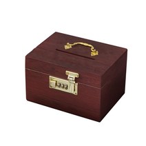 가정용금고 비상금 빈티지 스타일 나무 상자 돼지 저금통 주최자 암호 잠금 컬렉션 보물, 없음