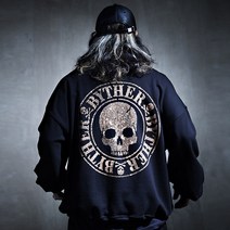 바이더알 Custom 해골 로고 블리치 루즈핏 맨투맨