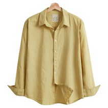 모니즈 95~130 피그먼트 다잉 코튼 린넨 긴팔 셔츠 남방 빅사이즈 SHT280