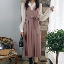 상상그이상 여성용 국내제작 하모니 랩원피스 고급스런 원단 플리츠주름 민소매 리본포인트 베스트 스타일 브이넥 롱원피스 출근룩 하객패션
