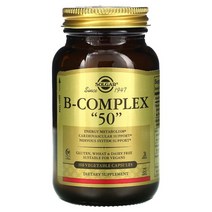 솔가 Solgar B-COMPLEX 50 비타민B 복합체 야채캡슐 100정, One Color, One Size