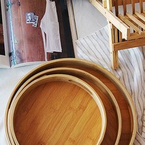 다과쟁반으로 좋은 내츄럴우드 원형 쟁반 3size