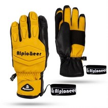 스키 장비 ALPIONEER- 장갑 남성 및 여성 전문 스노우모빌 스노우보드 장갑 겨울용 따뜻한 가죽 장갑 방수 스노우 장갑, L, 01 HENRY Yellow A Pair
