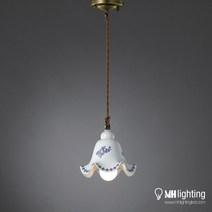 [산본문화조명] (국내주문제작) 튤립 1등 펜던트 도자기 식탁등 인테리어조명, 본품+LED 볼구 12W 노란빛 X1