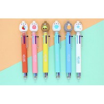 필기감 0.7mm 6색 몰랑 피규어 볼펜 사무용품 필기류, 랜덤