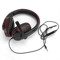 ps5헤드셋 어학용헤드셋 게임헤드셋 pc ps4 ps5용 마이크가 있는 헤드폰 헤드 장착형 컴퓨터 헤드폰을 통한 게임용 헤드셋 소음 차단, 빨간색