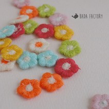 바다팩토리 미니미니 꽃 장식 자수 와펜, 핑크