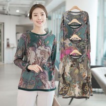 모슬린 엄마옷 페이즐리 긴팔티셔츠 ETS112278 마담 미시옷 중년여성의류 빅사이즈 50대 60대여성옷