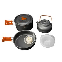 Detao 코펠 세트 캠핑 코펠세트 아웃도어 코펠 2-3인용 오렌지 블랙 그린, 1개