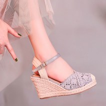 909-6 3 레이스장식 여성 웨지 샌들8cm 스트랩샌들 여성 샌들 웨지힐 여성 샌들 여름 샌들 8cm 슬링백 샌들 플랫 샌들 여성 샌들 여름 샌들 통굽 8cm 여성 샌들 여름