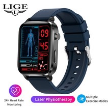 LIGE-스마트워치 남성 레이저 보조 요법 3 가지 높은 심박수 혈당 건강 스마트 워치 수면 체온 모니터링, 03 blue