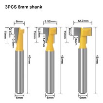 1pc 1/4 "샹크 6mm T-슬롯 커터 라우터 비트 세트 육각 볼트 키 구멍 T 목재 목공 용 슬롯, [01] 3PCS 6mm shank, 01 3PCS 6mm shank