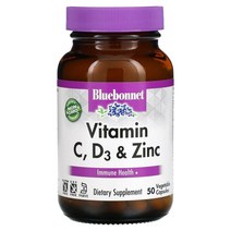 Bluebonnet Nutrition (블루보넷 뉴트리션) Bluebonnet Nutrition 비타민C D3 및 아연 베지 캡슐 50정, 4개