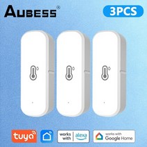 AUBESS WiFi 온도 습도 센서 실내 온도계 습도계 스마트 홈 보안 경보 시스템 Tuya Smart Life alexa용, 03 3Pcs