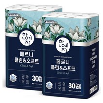 한예지 페르니 클린앤소프트 천연펄프 화장지 3겹 30m 30롤 2팩