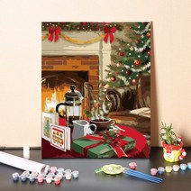 urkoteer DIY 세계 명화 그리기 세트 40 x 50 cm 피포페인팅 꽃 해바라기 풍경화/원목 액작, 크리스마스-19-5354