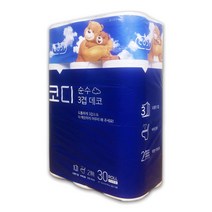 [P1B] 코디 순수 데코 3겹 30M 30롤 화장지 롤티슈 1개 O / 휴지 24롤 2겹 각티슈 갑티슈 페이퍼타올 핸드타올 넵킨 티슈 코디순수 도톰이 쌍용제지 ( P1B / 55989EA ), 1, 본상품선택