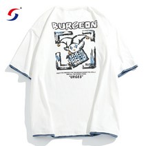 2022 핸드페인팅 조커 반팔 남성 티셔츠 썸머 루즈핏 티셔츠