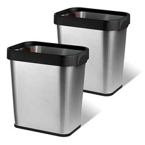 쓰레기통 7.6L2갤런 스테인리스 스틸 2팩 뚜껑 없음 17.8 x 25.4 27.9cm7 10 11인치 욕실 슬림 좁음 주방 거실용 작은 오픈 탑 사무실 직사각형 모양 USA 미, Rectangle - 2 Gal - 2pack