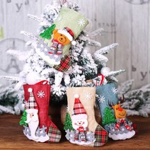크리스마스양말주머니 크리스마스 양말 장식 소품 복주머니 산타 주머니 가방 트리 인테리어, 눈사람