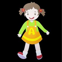 학교/유치원/교실/게시판 환경꾸미기 종이 주황 치마 여아 어린이