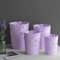 제이와이홀딩스 인테리어 예쁜 플라워 오픈형 휴지통 4사이즈, 1개, 화이트(소)