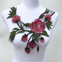 저스트파 Venise-레이스 패브릭 드레스 아플리케 모티브 블라우스 바느질 DIY 목선 칼라 의상 장식 액세서리 10-18 색상 1 개, [03] Collar14 CL891Blue