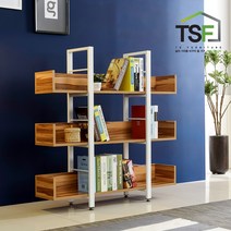 [(주)티에스퍼니처] TS-15 3단 가림막 1200 책장 철제 거실 철재 인테리어 수납, 선택:화이트프레임/라이트월넛