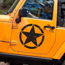 지프 스타 스티커 (빈티지 타입) SUV 오프로드 캠핑 (다양한 사이즈 가능), 1개, 블랙 (500mm)