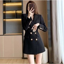 Momolatti 기장감 자켓 캐주얼 오피스룩 벨트 코디 더블버튼 언발 원피스