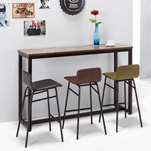 블랑누보 높은 아일랜드 테이블 철제 빈티지 카페 바테이블 1500, 블랙월넛_바테이블(1500)