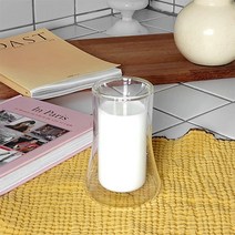 루체루나 더블글라스 밀크 더블유리잔 더블물겁 데일리글라스 감성글라스 음료글라스(200ml), 200ml 1개