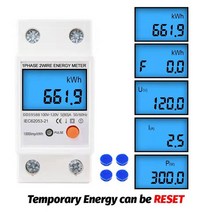 딘 일 디지털 백라이트 단상 에너지 미터 kWh 전력 소비 카운터 전력계 전자 리셋 제로 AC 220V 80A, CHINA, 110V With Backlight