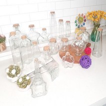 코르크 마개 유리병 공병 빈병 DIY 포인트 소품 보관 용기 셀프 인테리어, 14.하트장식 큰병