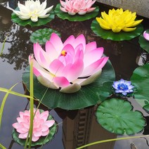 대형 수련 부레 연꽃 연잎 조화 30cm 40cm, 주홍 10cm