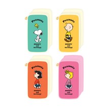 피너츠 스누피 PU가죽 라운드 대형 필통 펜슬파우치, 주황색