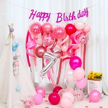 [피앤비유니티]프리데코 숫자 가랜드 생일세트-핑크, 핑크숫자8살