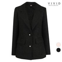 VIVID 여성 겨울 진주단추 트위드 정장 자켓