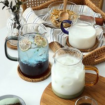 내열 유리컵 컬러 손잡이 저그 카페 머그컵, 옐로우(600ml)