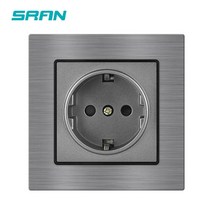 디자인 멀티탭 sran 유럽 표준 전기 콘센트 알루미늄 합금 패널 8282mm 가전 제품 위한 220v 16a 벽 소켓 eu, 회색 f9, 유럽 ​​연합