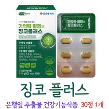 징코플러스 기억력 혈행 건강 은행잎추출물 비타민 함유, 1개, 30정