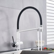 Uythner waterfilter는 주방 수전 듀얼 핸들 데크 360도 회전 정수기능 크레인, 01 White