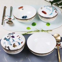 한국도자기본차이나 초충도 예단 단반상기세트 6pcs, 예단포장 + 거북조각수저
