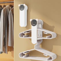 ZOZOFO 접이식 옷걸이 정리 옷걸이 거치대 무타공 행거 수납 발코니 건조대 클립 후크 수납 선반, 화이트X1