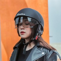 ANDES 안데스헬멧 여름 반모 무광 블랙 139 (기본 반투명 고글 포함) 오토바이 스쿠터 전기 자전거 킥보드 텐덤 하이바, 기본 헬멧+추가 쉴드(블랙) +추가 내피