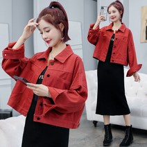 WAWAMOM(특허브랜드) 여자 청카바 캐주얼 데님 숏 자켓 여성 레드 청자켓 바람막이 간절기 아우터 BTU56