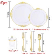 홈파티 디저트 일회용 접시 스몰웨딩 파티용품 일회용 식기 60 pcs 흰색과 금색 와, 화이트 60개