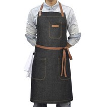 DingSay Trendy 주머니가 있는 데님 앞치마 남성용 여성용 전문 주방 요리 턱받이 앞치마 셰프 그릴 바베큐용 타월 루프 및 조절 가능한 넥 스트랩 포함, Black Denim