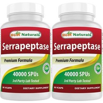 Best Naturals Serrapeptase 40000 SPUs 90 Vcaps (90개 (2팩)), 90 Count [Pack of 2]
